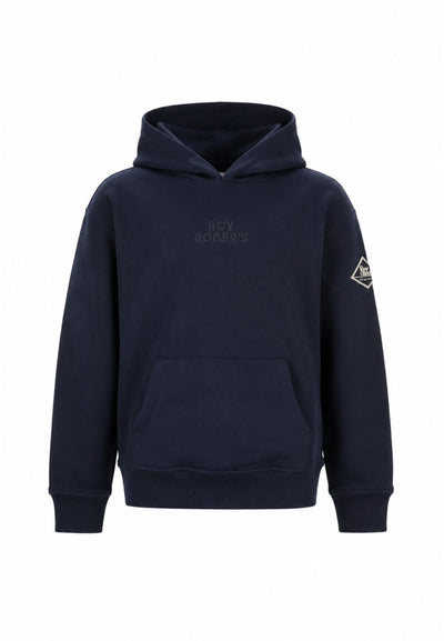 Roy Roger's felpa BLU CON CAPPUCCIO E LOGO GOMMATO TONO SU TONO Bambini e ragazzi rz483/00-blu_