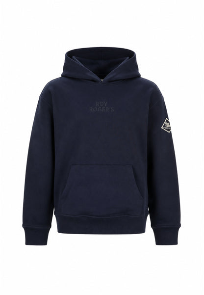 Roy Roger's felpa BLU CON CAPPUCCIO E LOGO GOMMATO TONO SU TONO Bambini e ragazzi rz483/00-blu_