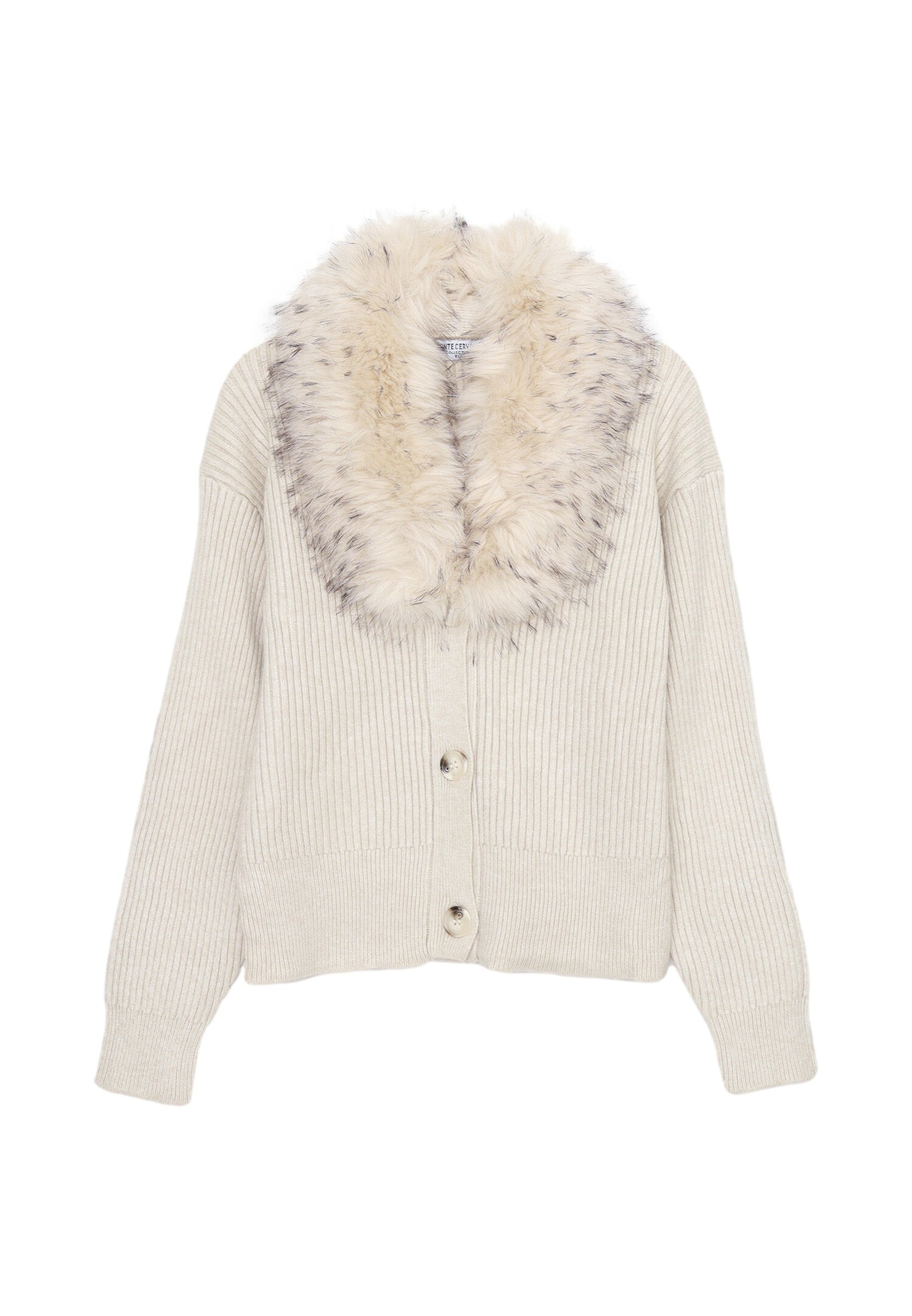 Monte Cervino Cardigan Panna Donna Con Pelliccia Invernale AI25