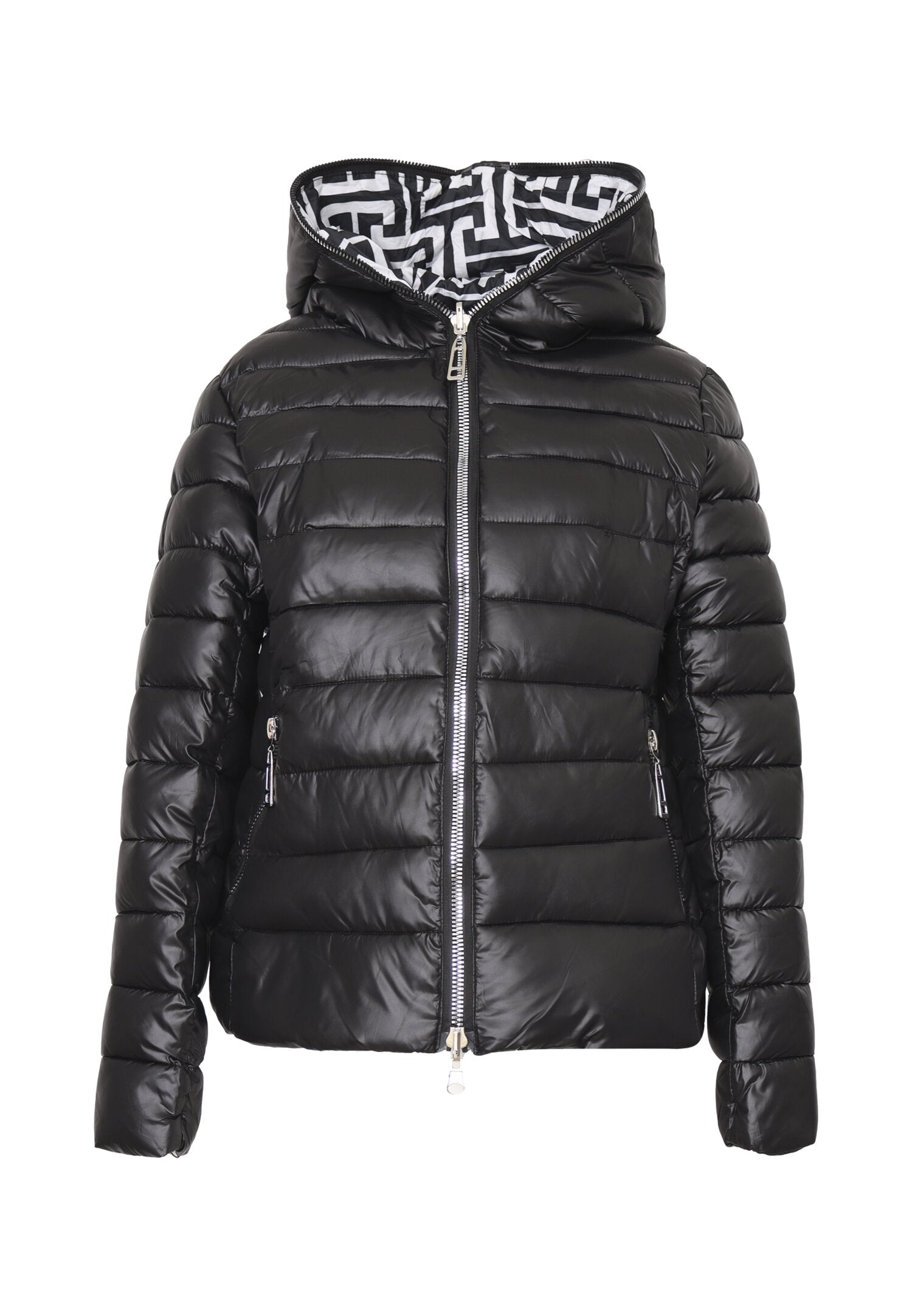 Monte Cervino Giubbotto Nero Donna In Nylon Con Cappuccio Mezza Stagione AI25