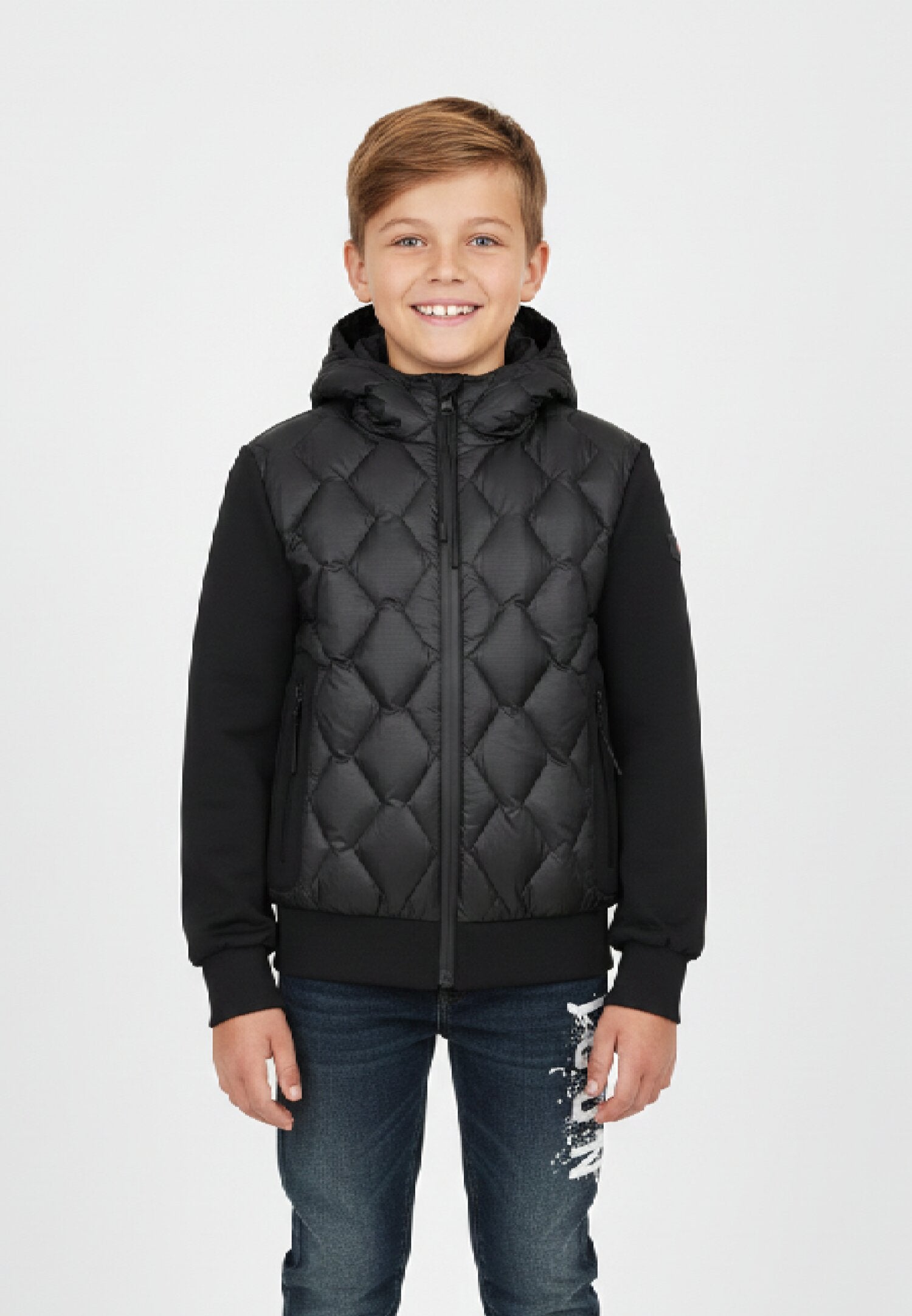 Peuterey Giubbotto Nero Bambino In Nylon Con Cappuccio Sportivo AI25