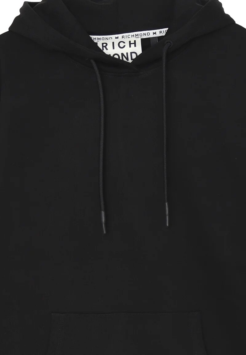 John Richmond Felpa Nera Uomo In Cotone Con Cappuccio Sportivo AI25
