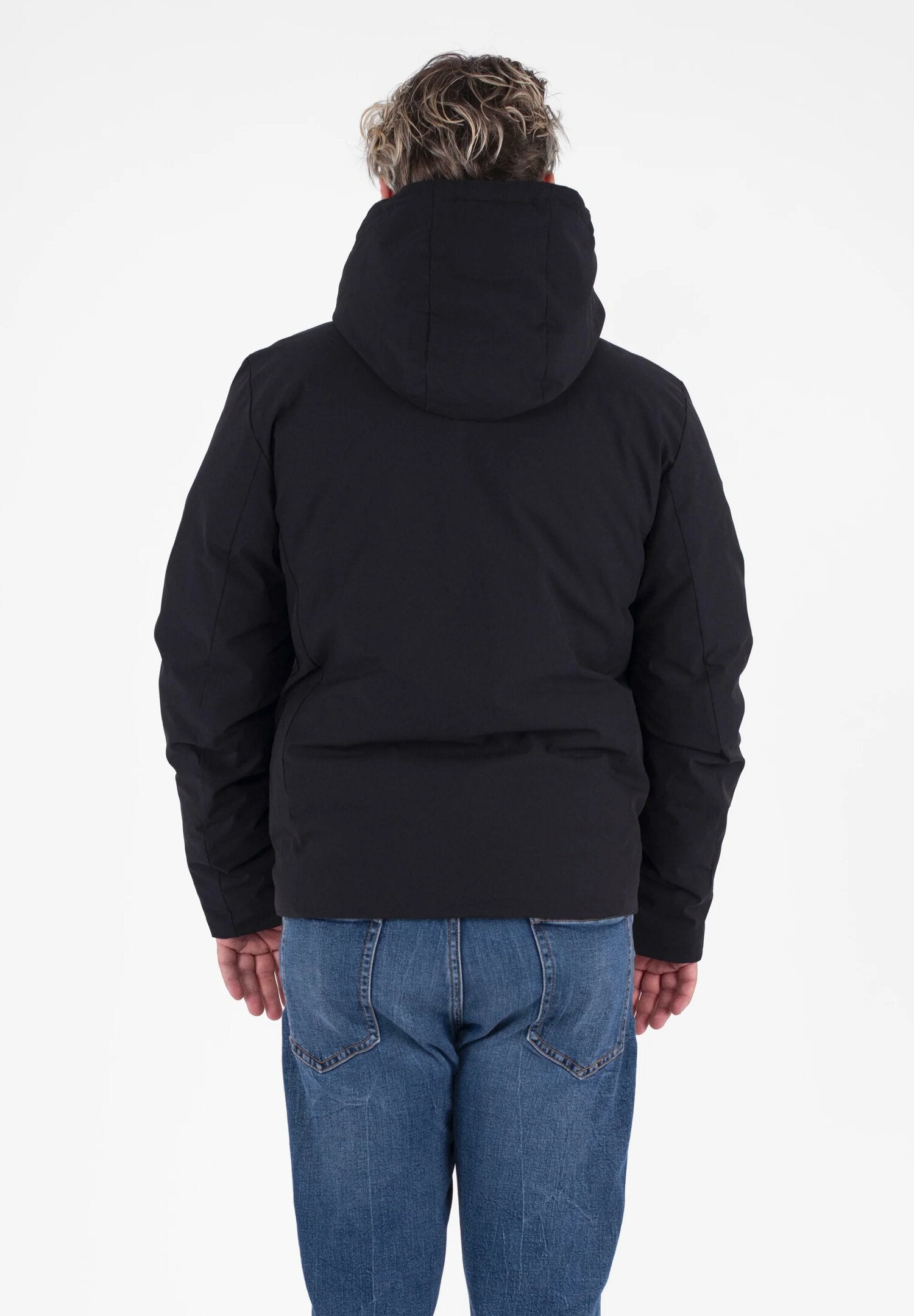 Refrigiwear giacca uomo nera leggera con cappuccio mezza stagione