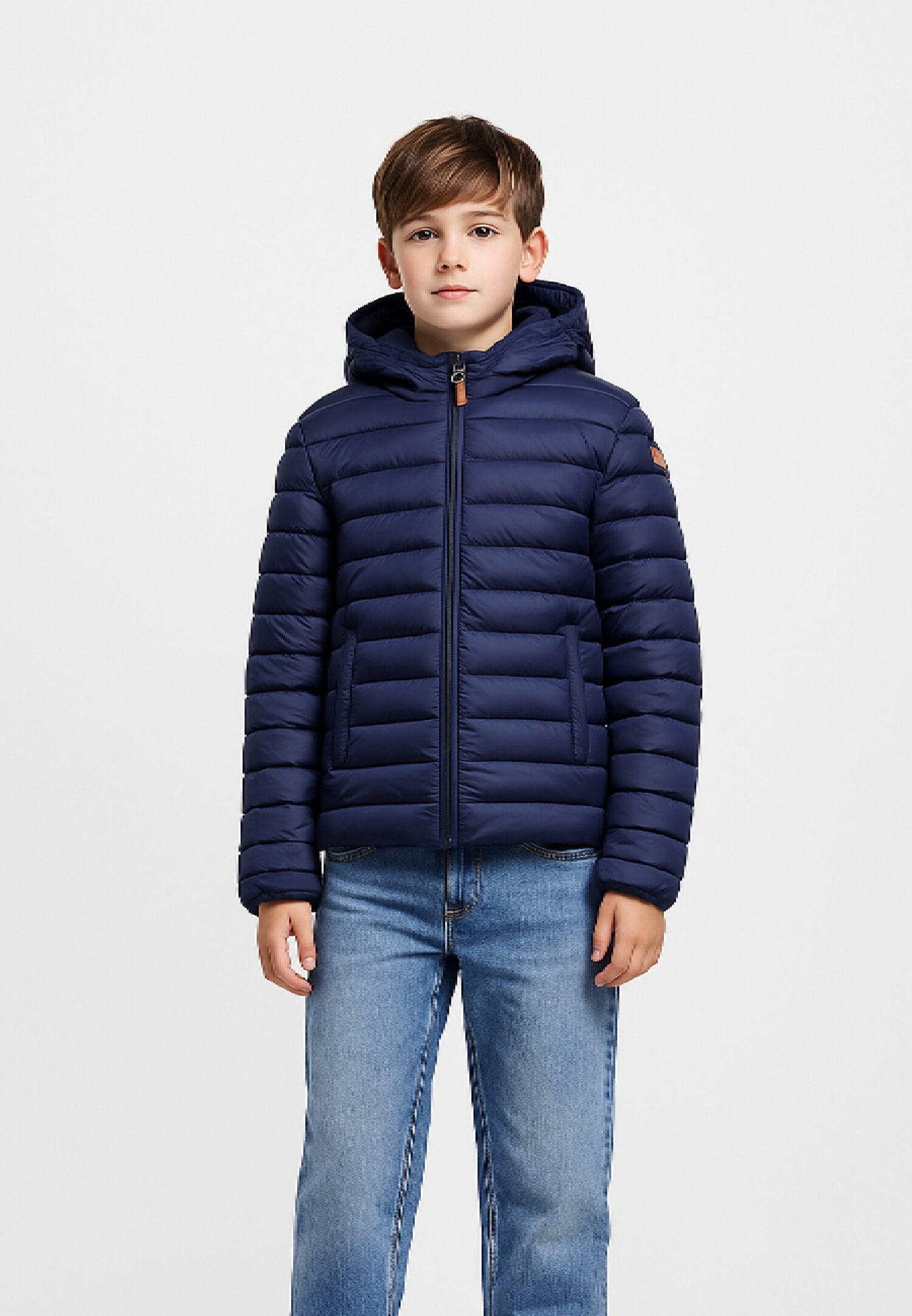 Save The Duck Giubbotto Bambino Blu Cobalto In Nylon Con Cappuccio Sportivo A