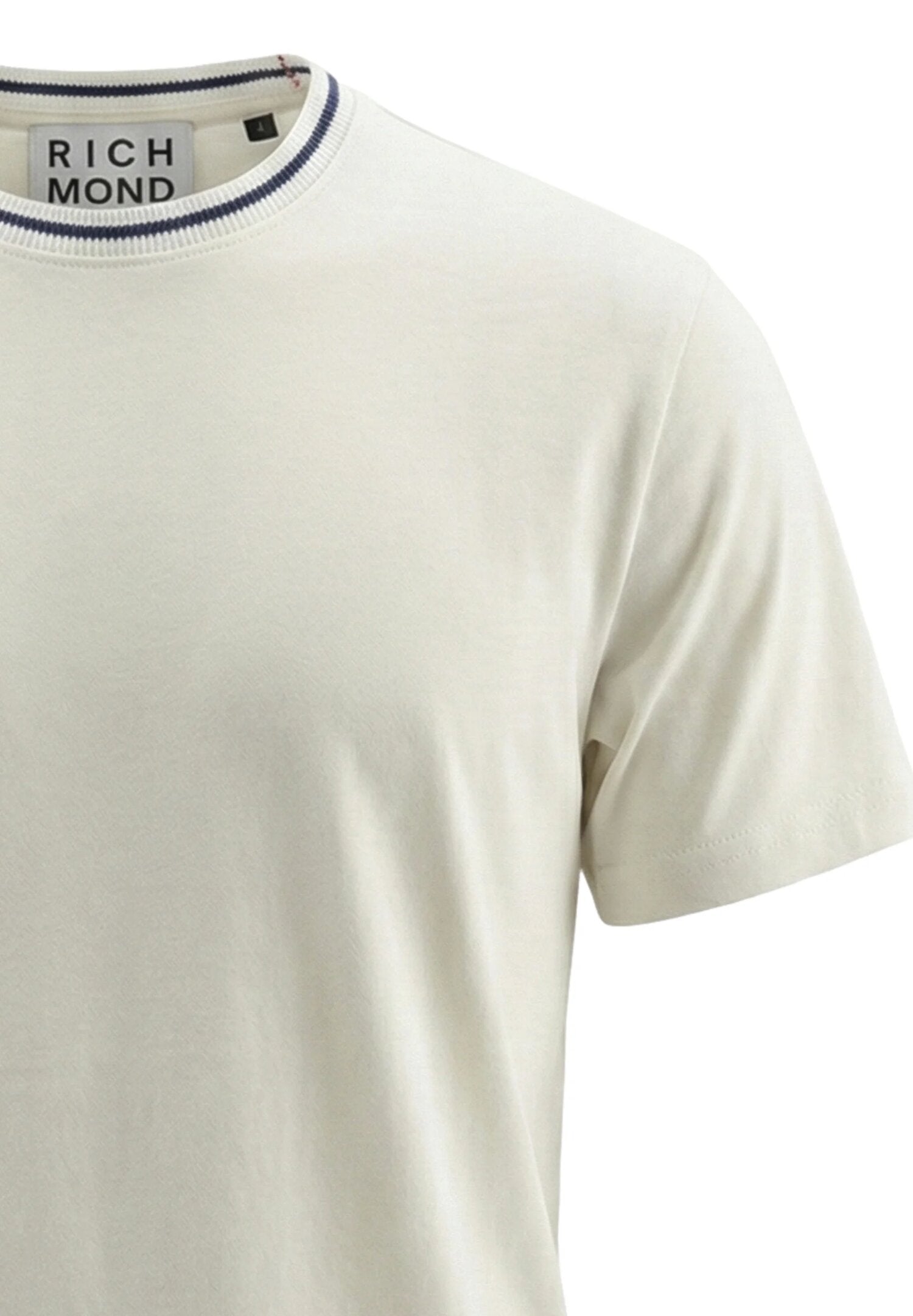John Richmond Tshirt Panna Con Collo a Contrasto Uomo UMP26335TS_