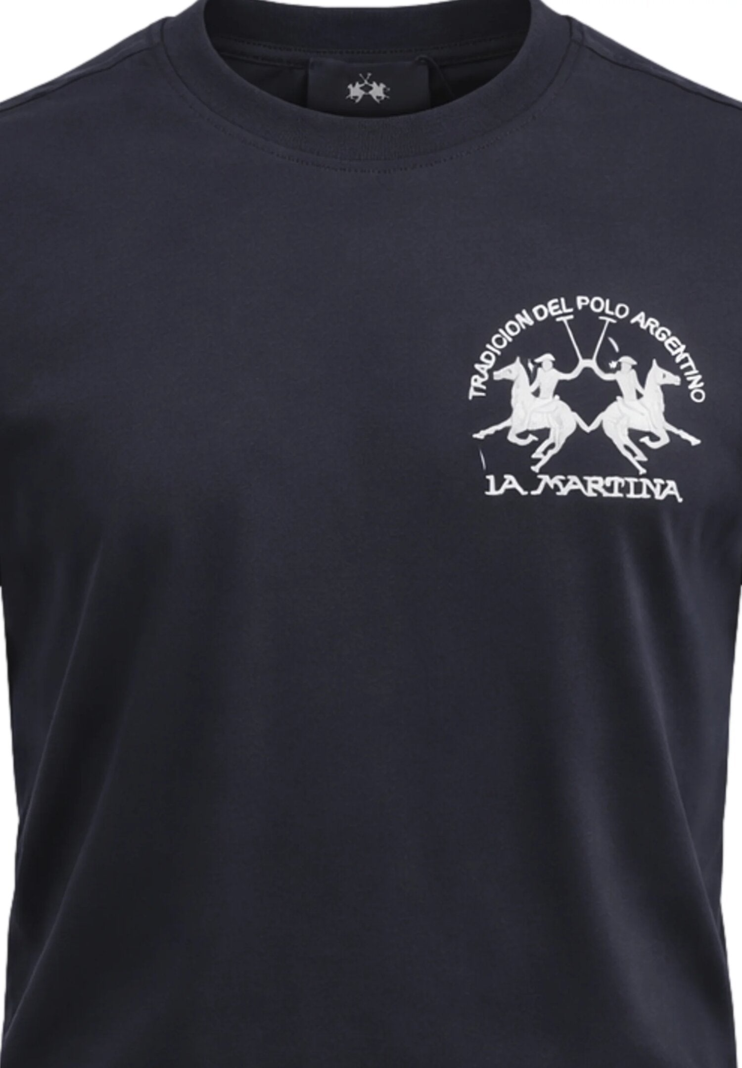 La Martina t Shirt Blu Con Logo Bianco Sul Cuore Bambino MAB0003_