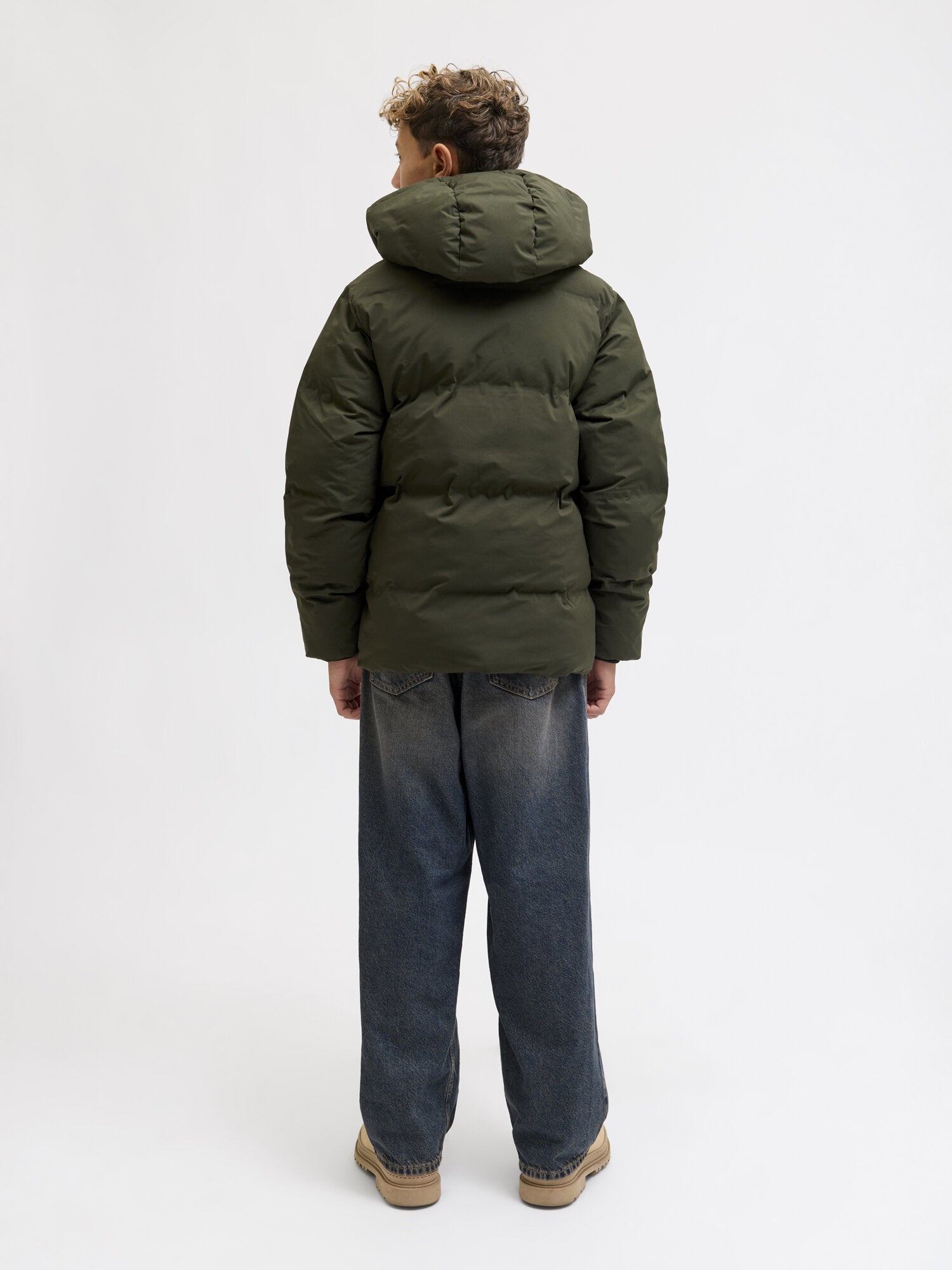 Jack & Jones Junior Giubbotto Verde Bambino In Nylon Con Cappuccio Invernale