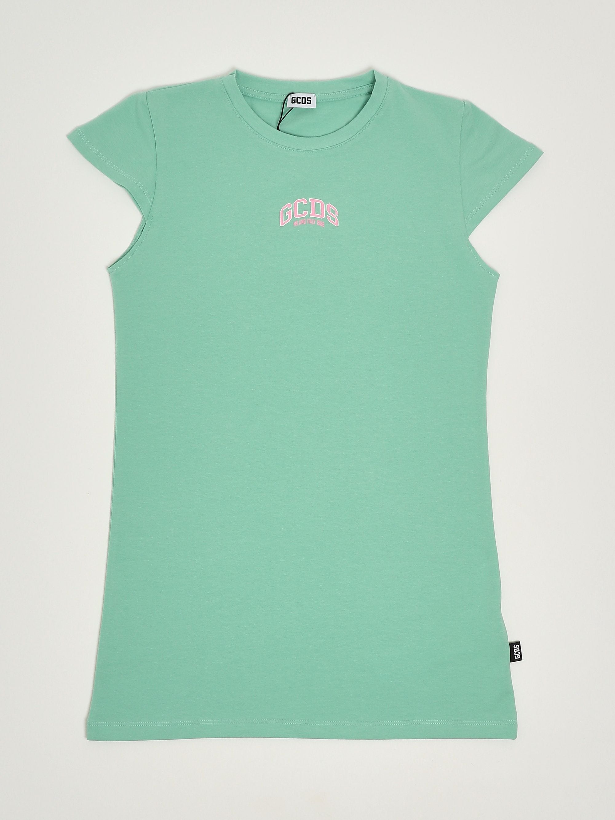 GCDS Abito bambina in cotone stretch dettaglio logo