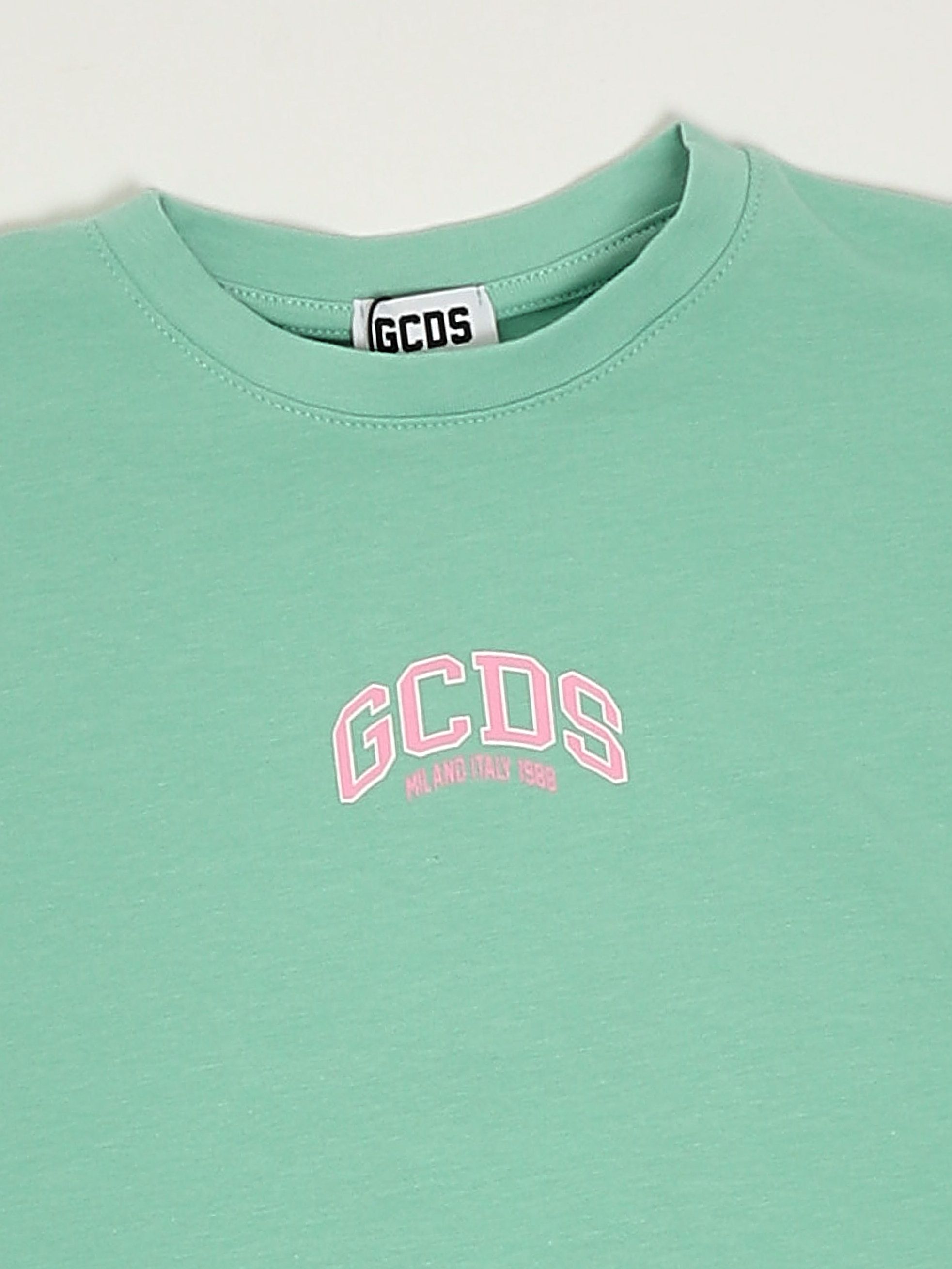 GCDS Abito bambina in cotone stretch dettaglio logo