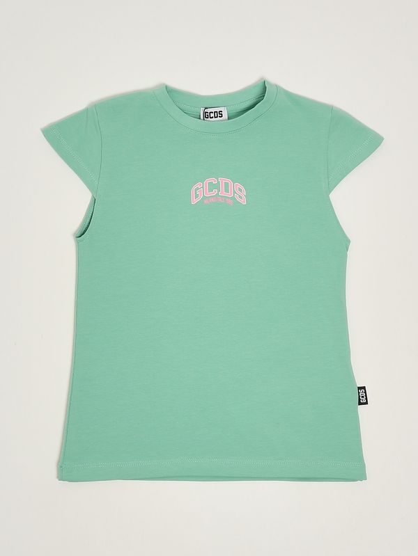 GCDS Abito bambina in cotone stretch dettaglio logo