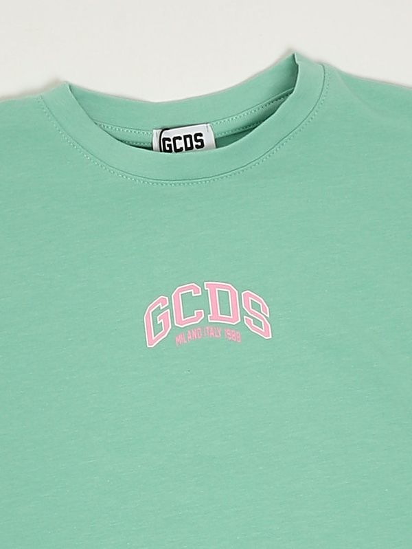 GCDS Abito bambina in cotone stretch dettaglio logo