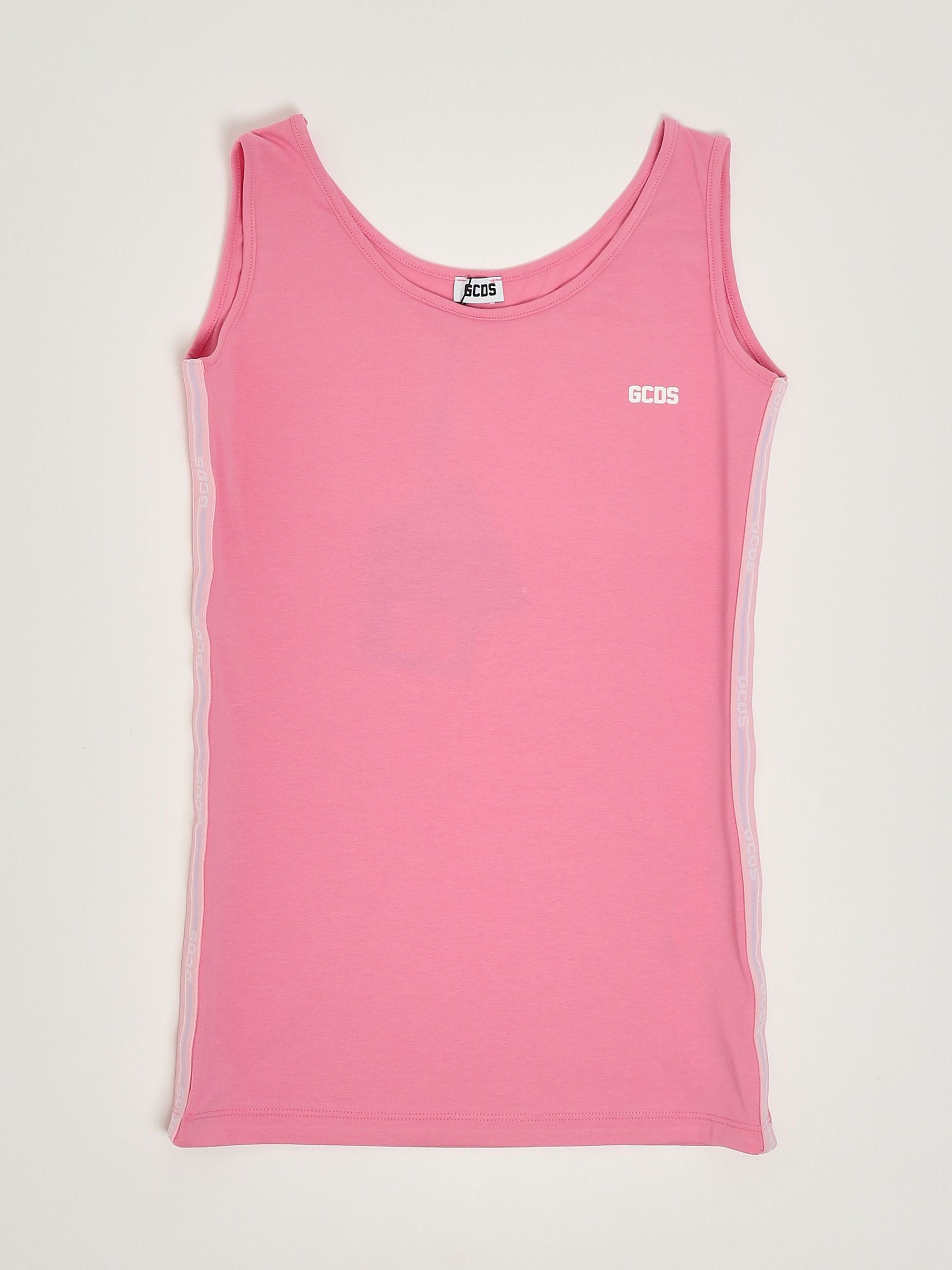 GCDS Abito bambina in cotone stretch dettaglio logo