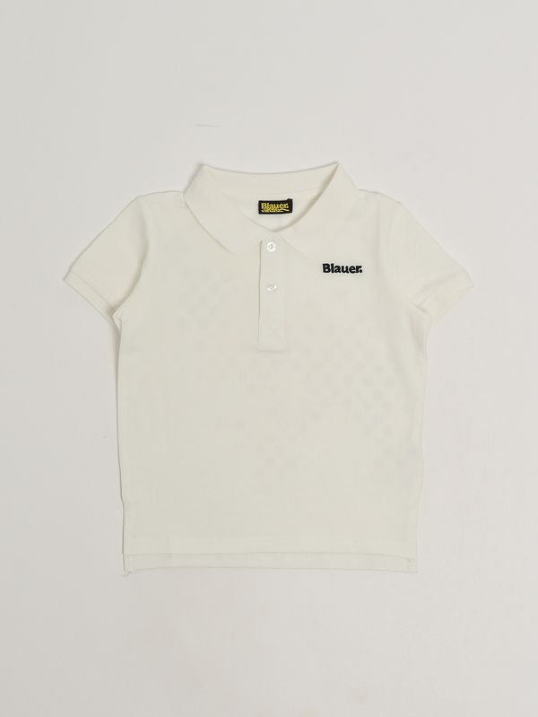 Blauer Polo bambino in cotone stretch