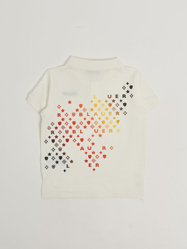 Blauer Polo bambino in cotone stretch