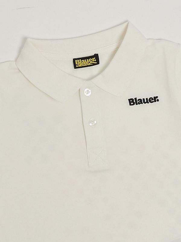 Blauer Polo bambino in cotone stretch