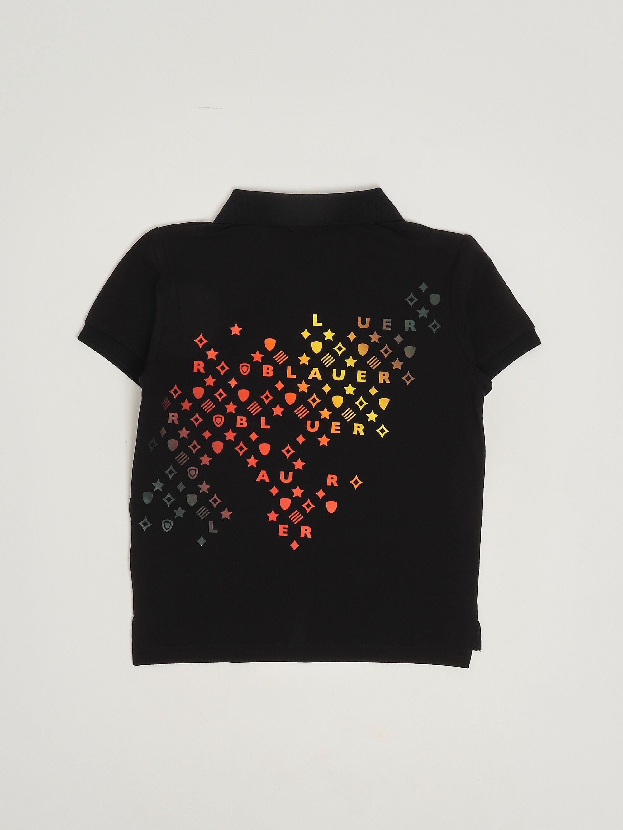 Blauer Polo bambino in cotone stretch