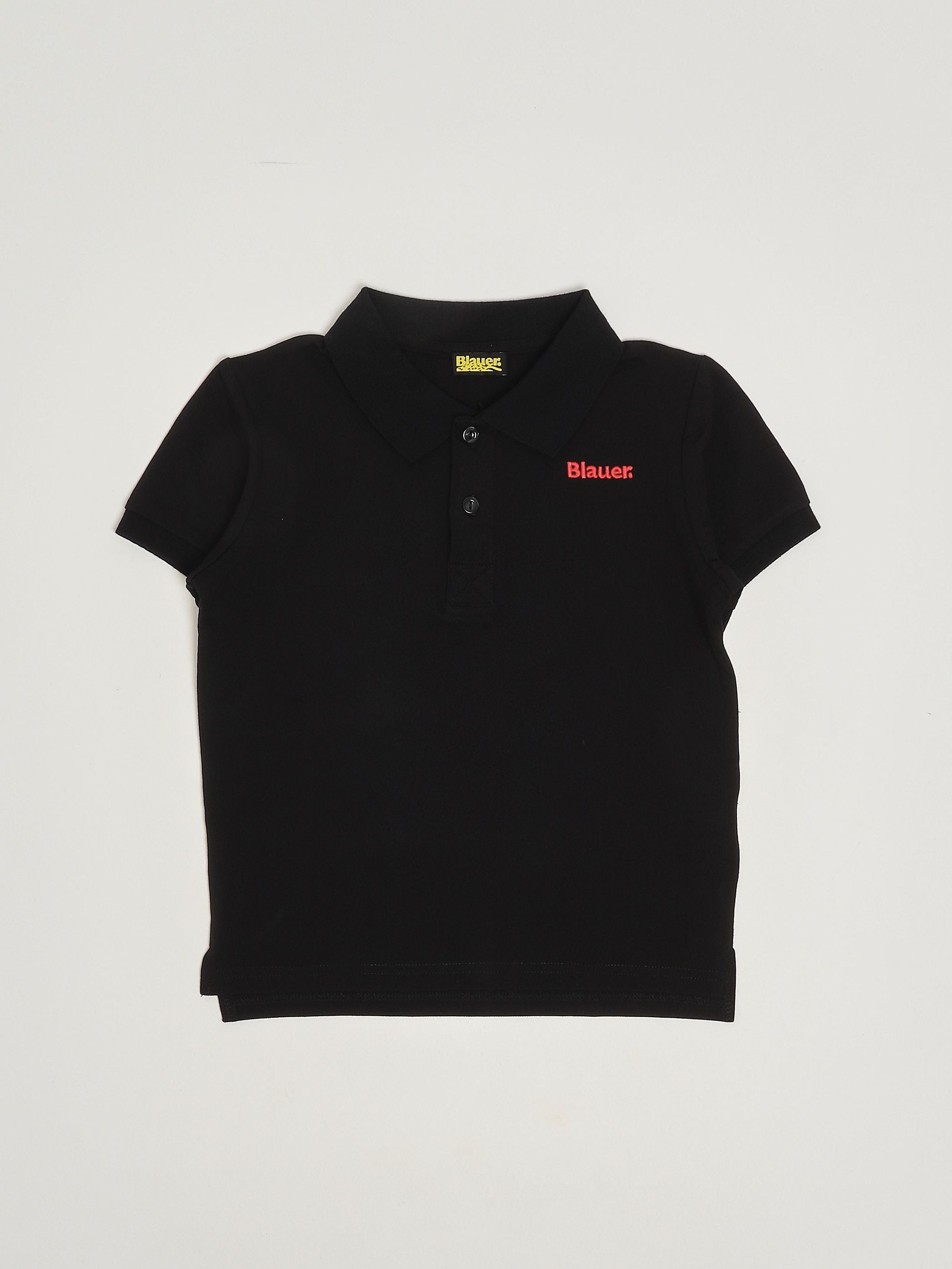 Blauer Polo bambino in cotone stretch