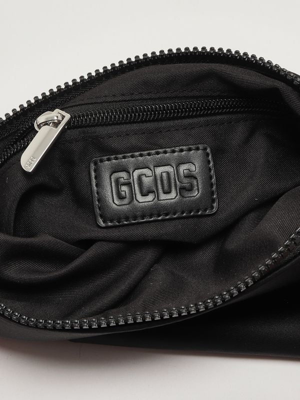 GCDS Pochette in nylon e simil pelle dettaglio logo