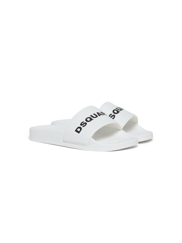 Dsquared ciabatte piscina kids/junior bianco con logo lettering in contrasto Bambino