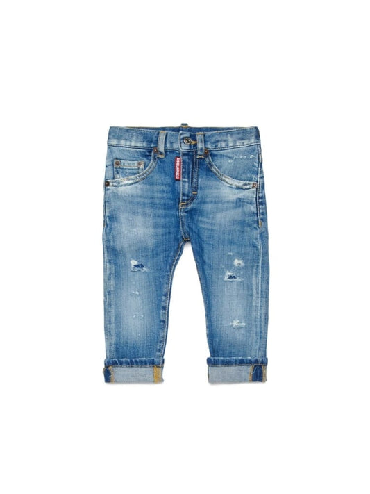 Dsquared jeans infant slim lavaggio blu chiaro con micro rotture Bambino