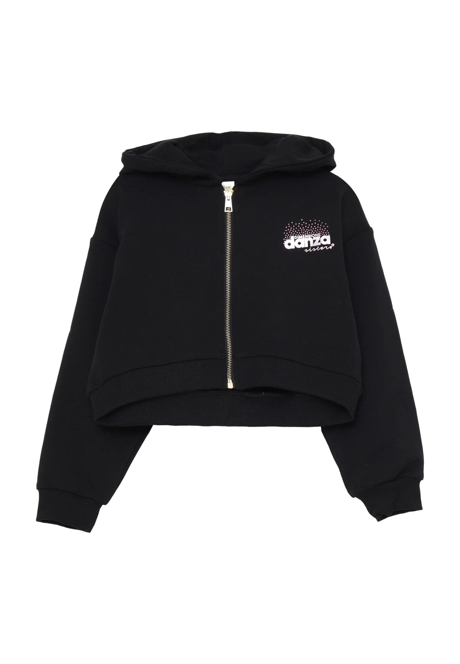 Dimensione Danza Tuta Nera Bambina Zip In Cotone Con Cappuccio Sportivo AI25
