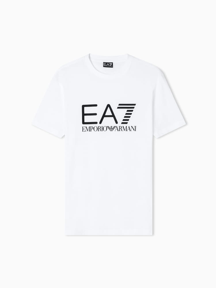 Emporio Armani t-shirt core identity in jersey di cotone bianco con logo frontale