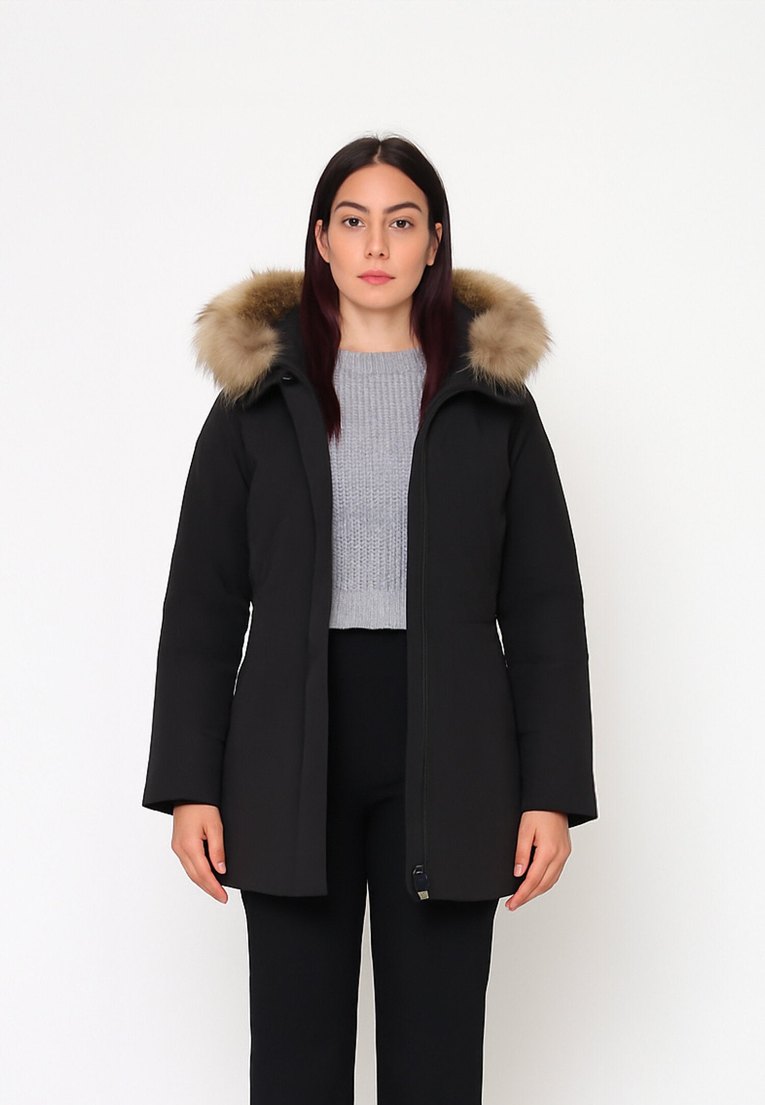 Canadiens Giubbotto Nero Donna In Tessuto Piuma D’oca Invernale AI25