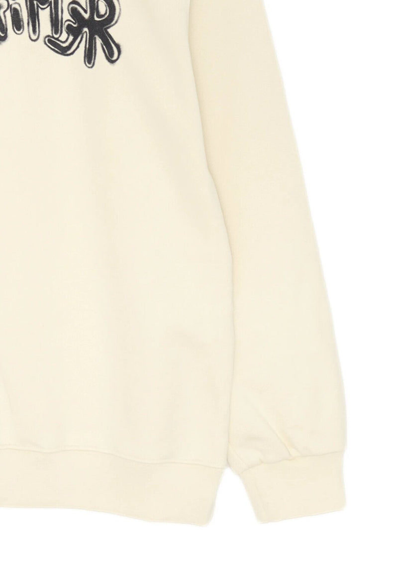 Disclaimer felpa con cappuccio bambino panna cotone inverno logo nero - PANNA | CammarataMode