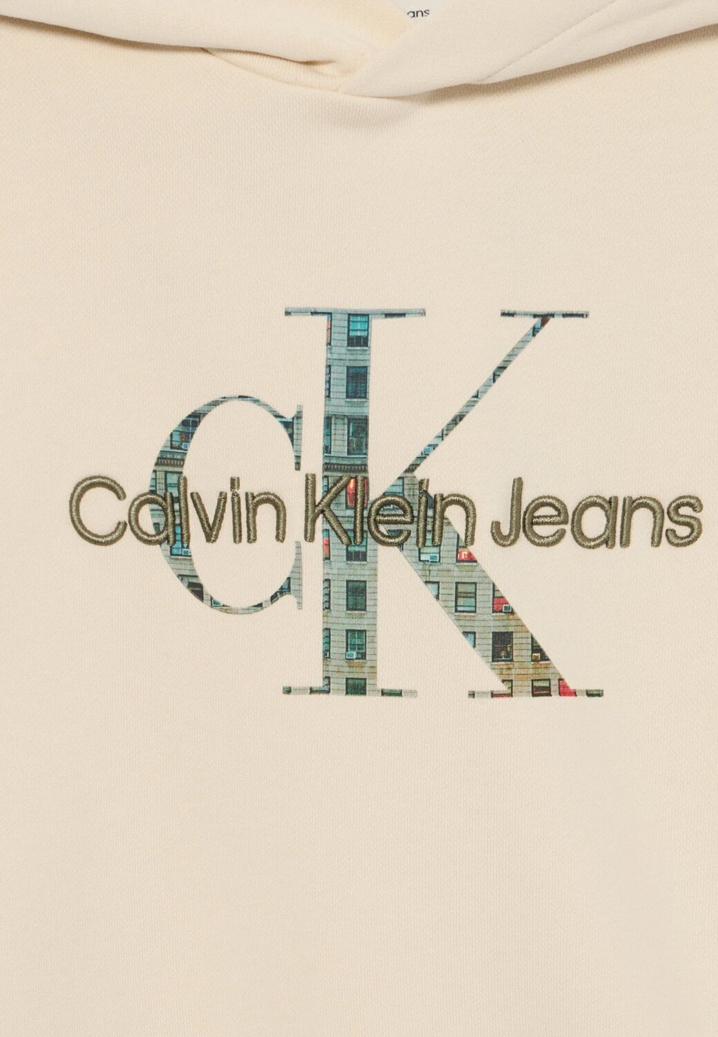 Calvin Klein Felpa Panna Bambino In Cotone Con Cappuccio Sportivo AI25