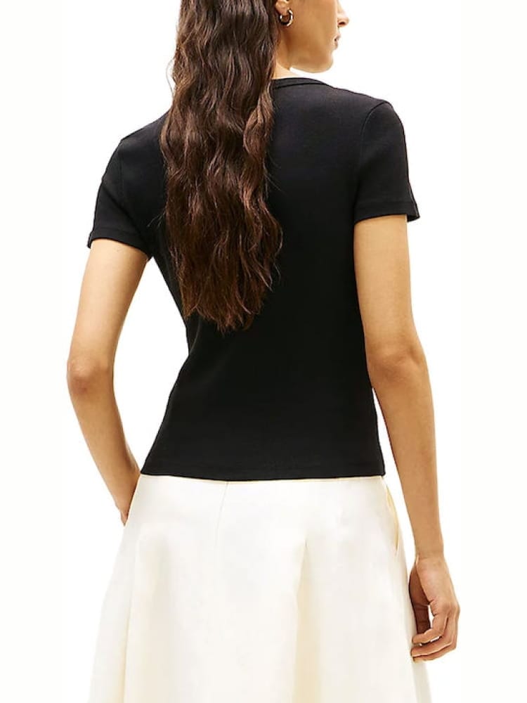 Tommy Hilfiger tshirt nera donna mini logo