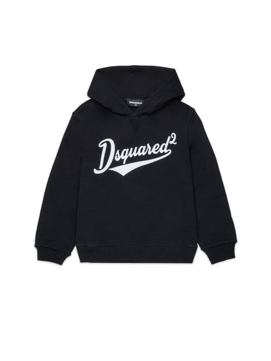 Dsquared felpa con cappuccio kids/junior in cotone nero con stampa logo Bambino