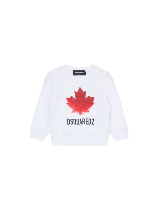 Dsquared felpa infant girocollo con logo in cotone bianco Bambino