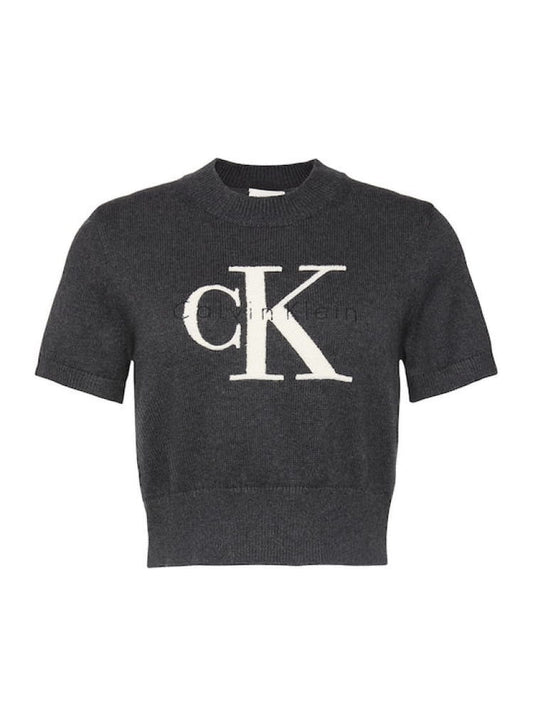 Calvin Klein maglia grigia donna maxi logo