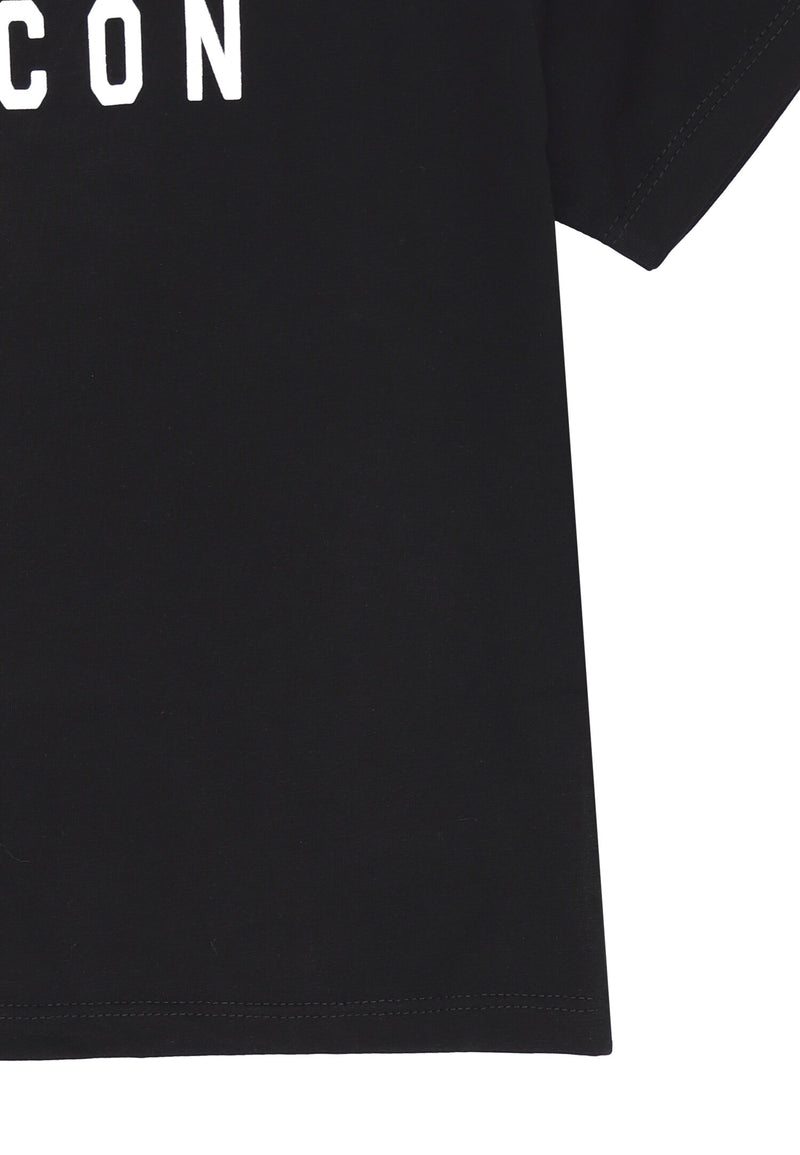 ICON black t-shirt for children 12 months 4 years cotton white print - BLACK | CammarataMode