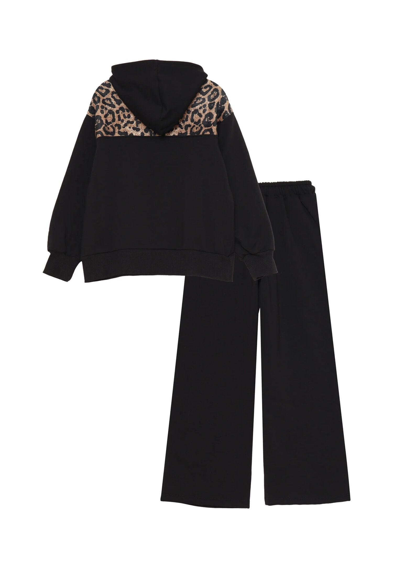 Dimensione Danza Tuta Nero Bambina Fantasia Leopardato In Cotone Con Cappuccio