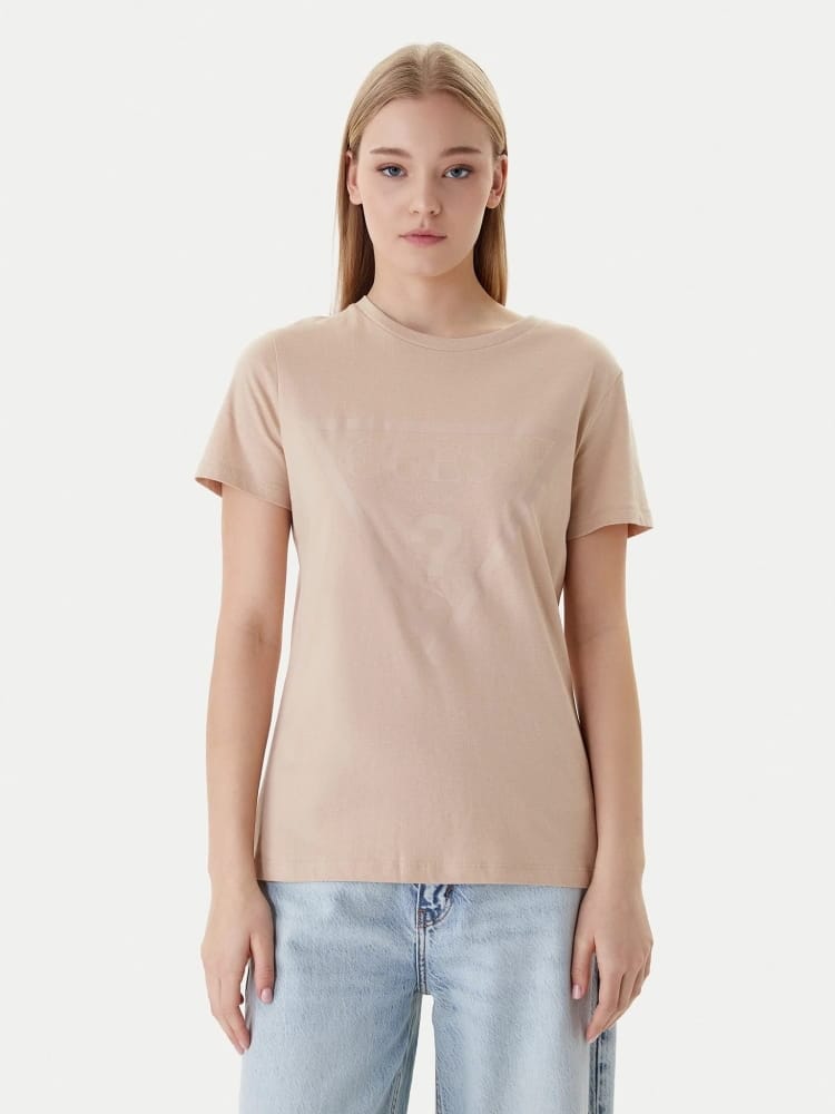 Guess tshirt beige donna maxi logo