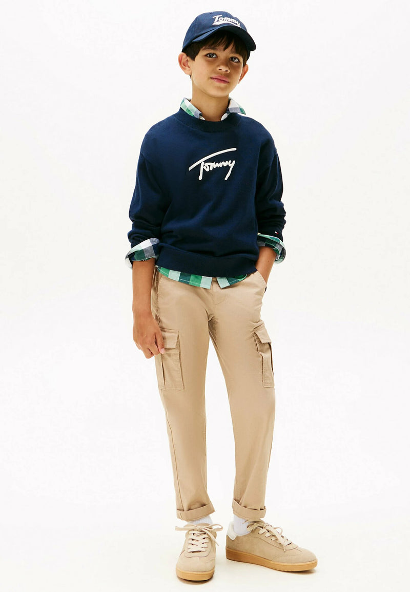 Tommy Hilfiger Felpa Neonato Varsity TH Signature - Blu Navy - BLU | CammarataMode