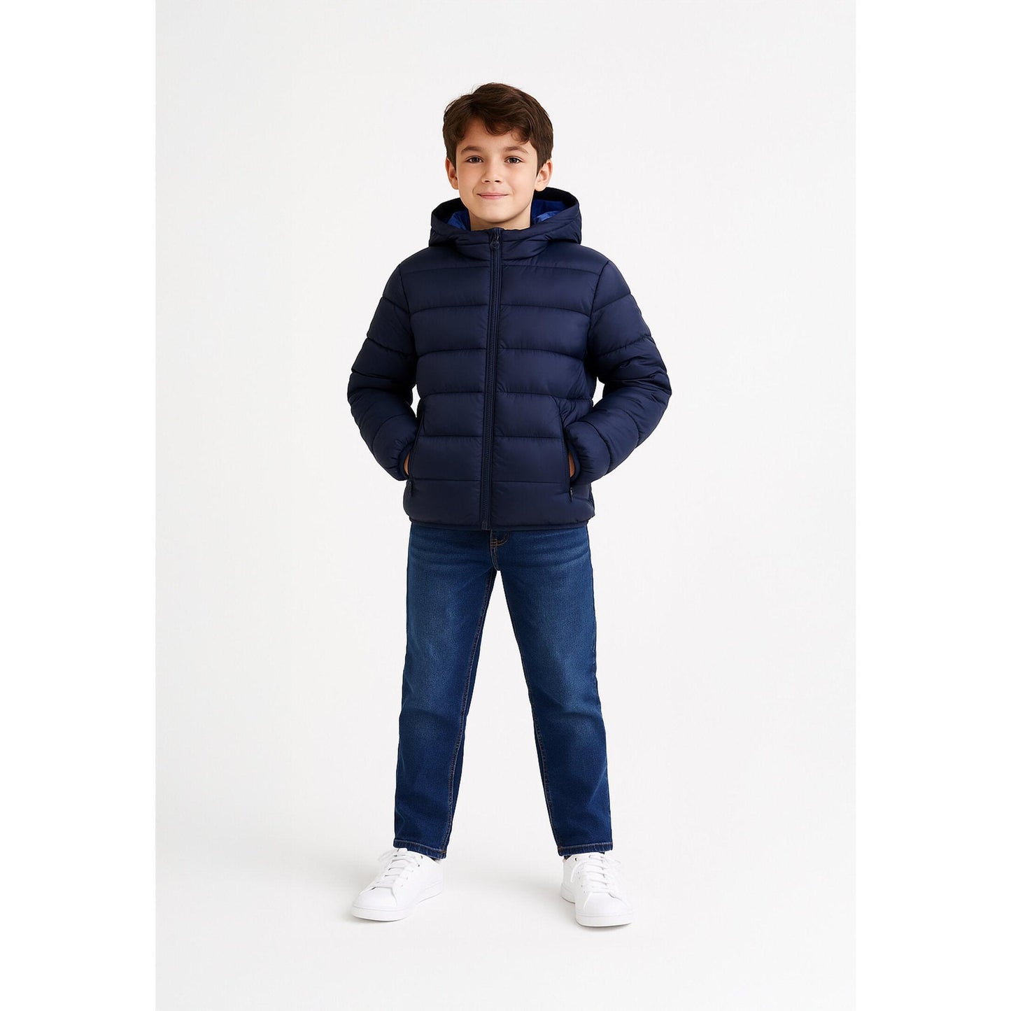 Canadiens Giubbotto Bambino Blu In Nylon Con Cappuccio | Invernale AI 25