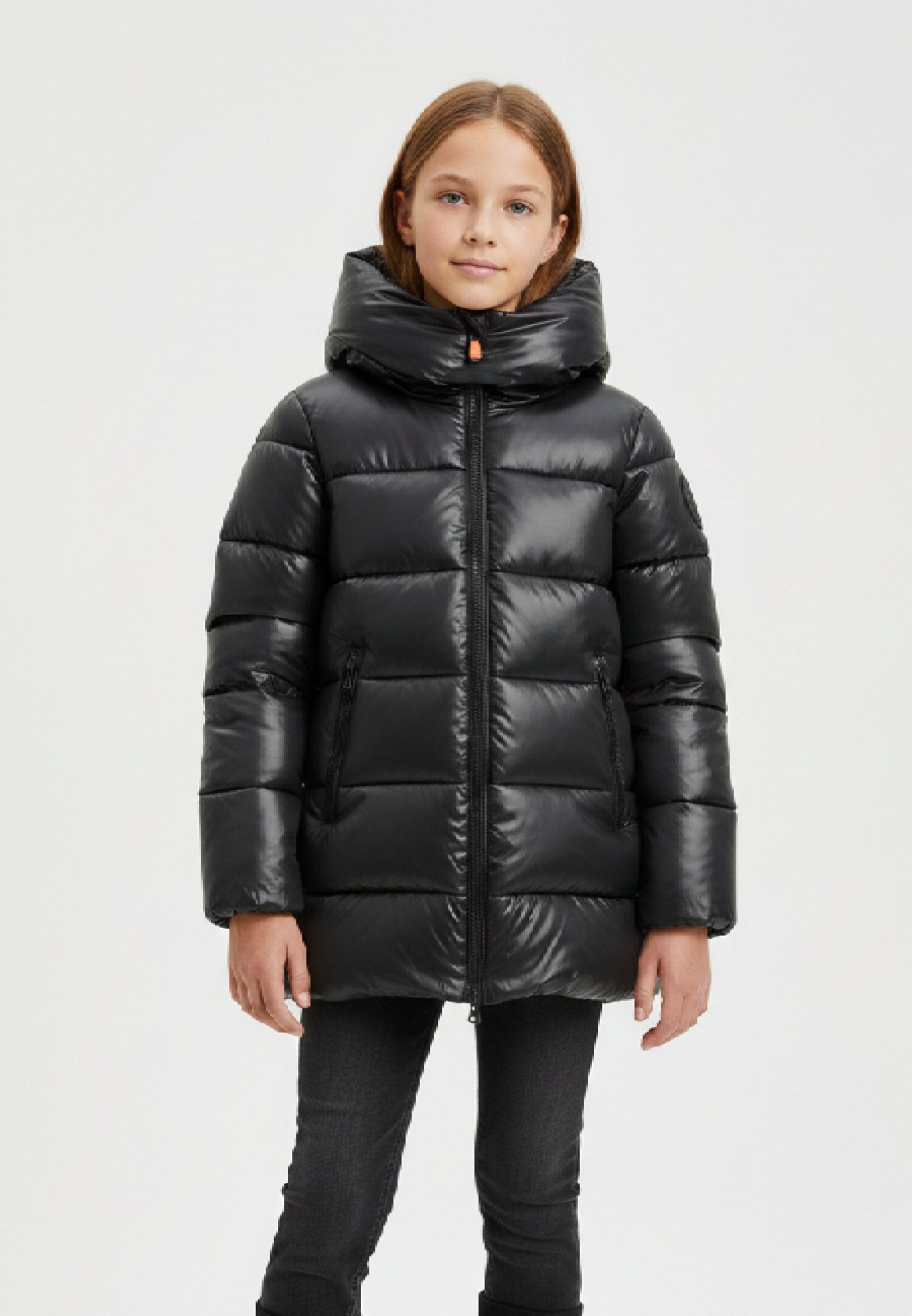 Save The Duck Giubbotto Nero Bambina In Nylon Con Cappuccio Invernale AI25