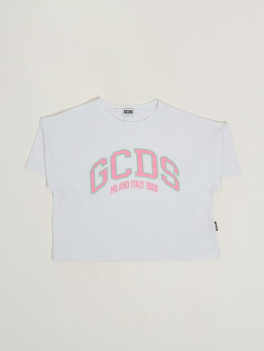 GCDS T-shirt bambina in jersey di cotone stretch