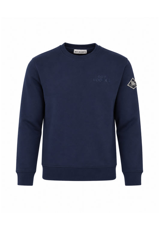 Roy Roger's felpa blu a girocollo con logo gommato piccola Bambini e ragazzi rz486/00.bluscur_