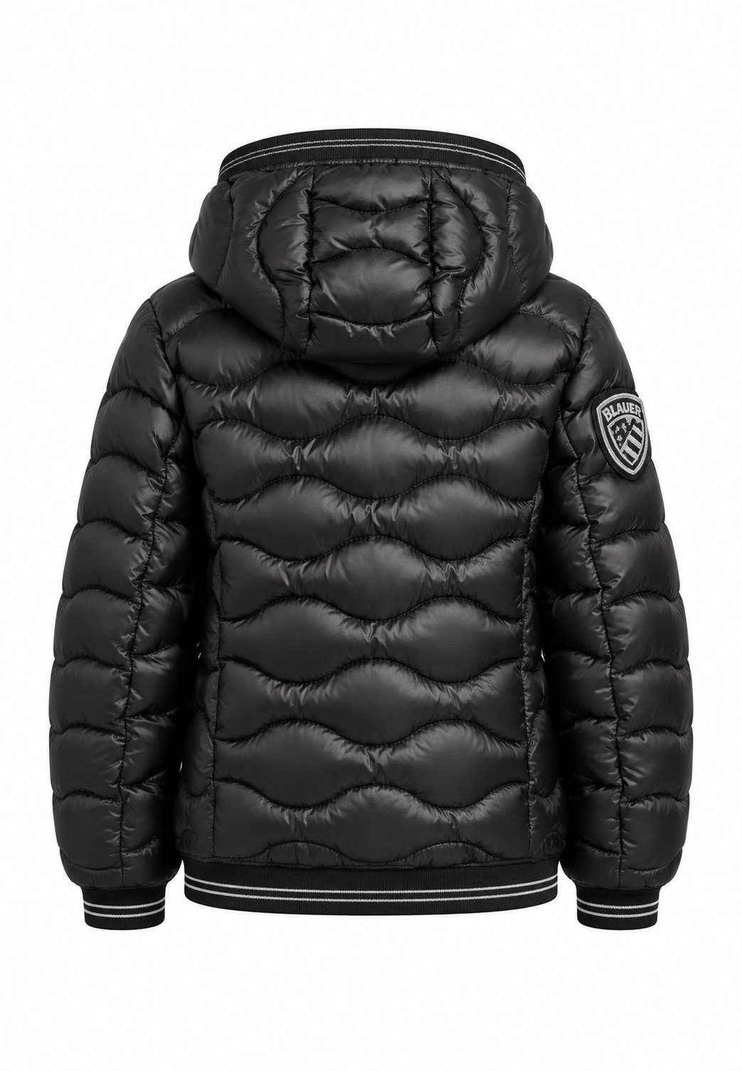Blauer Piumino Nero con Cappuccio e Fodera Rosa Bambina retro