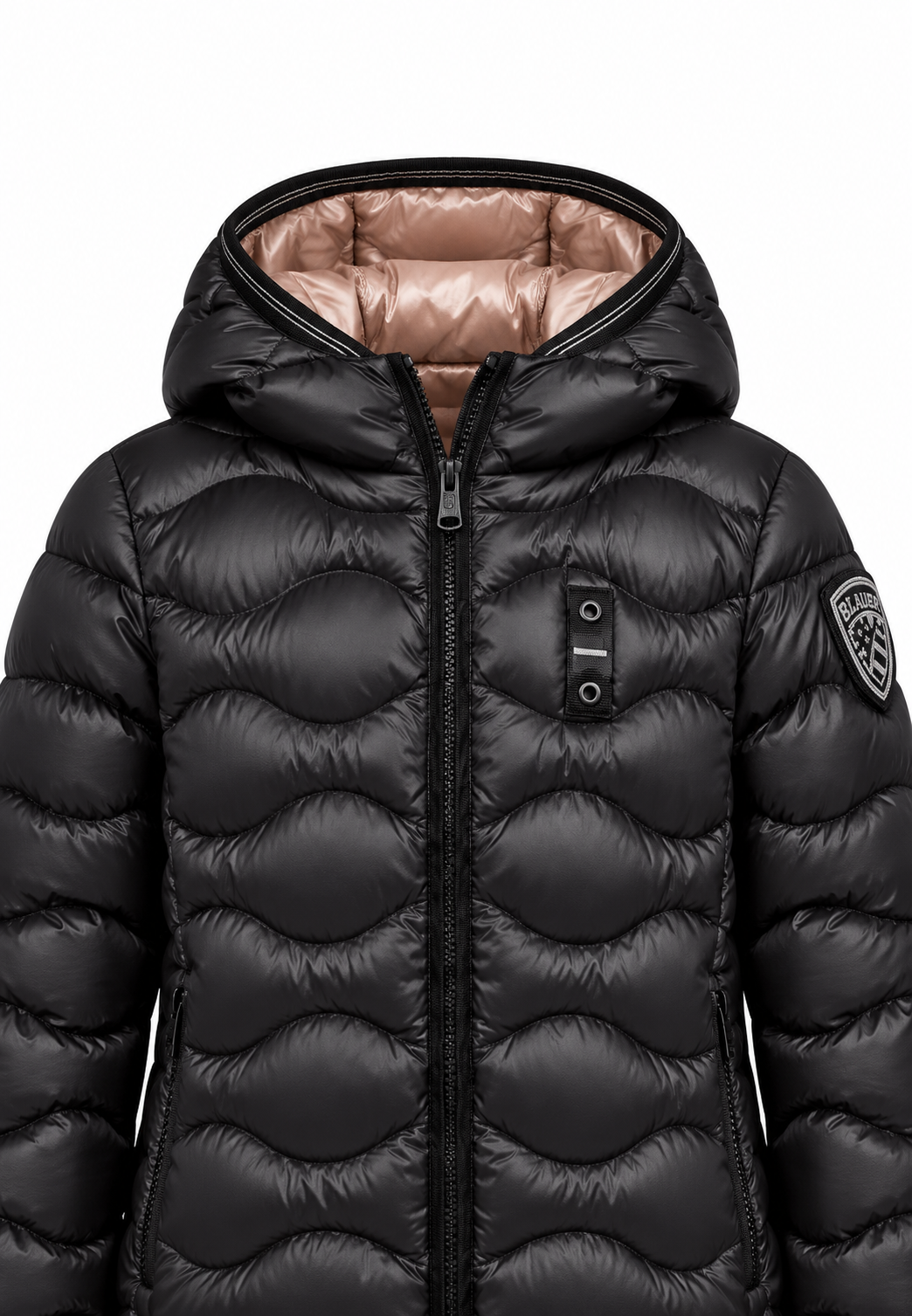 Blauer piumino nero bambina cappuccio
