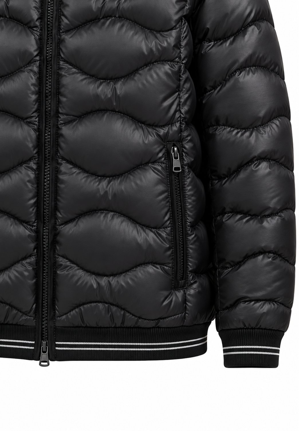 Blauer Piumino Nero con Cappuccio e Fodera Rosa Bambina