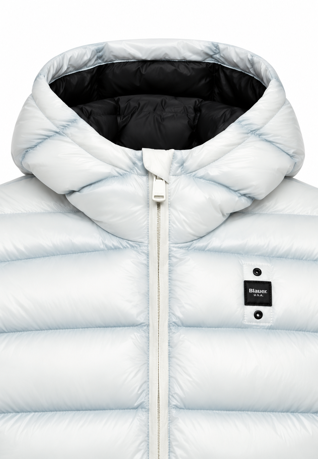 Blauer Giubbotto Bianco Ghiaccio con Cappuccio Bambina dettaglio logo