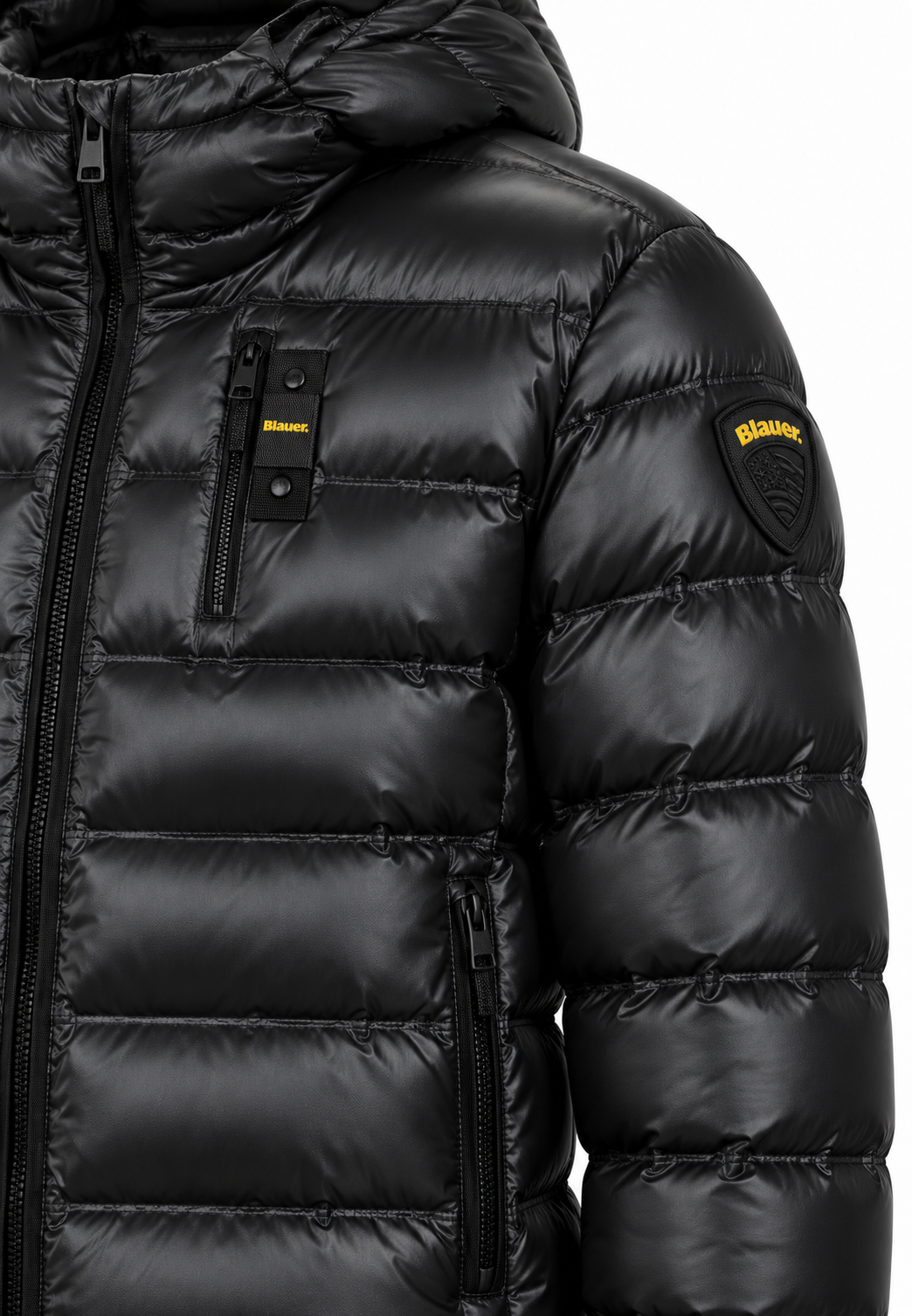 Blauer giubbotto nero bambino dettaglio manica