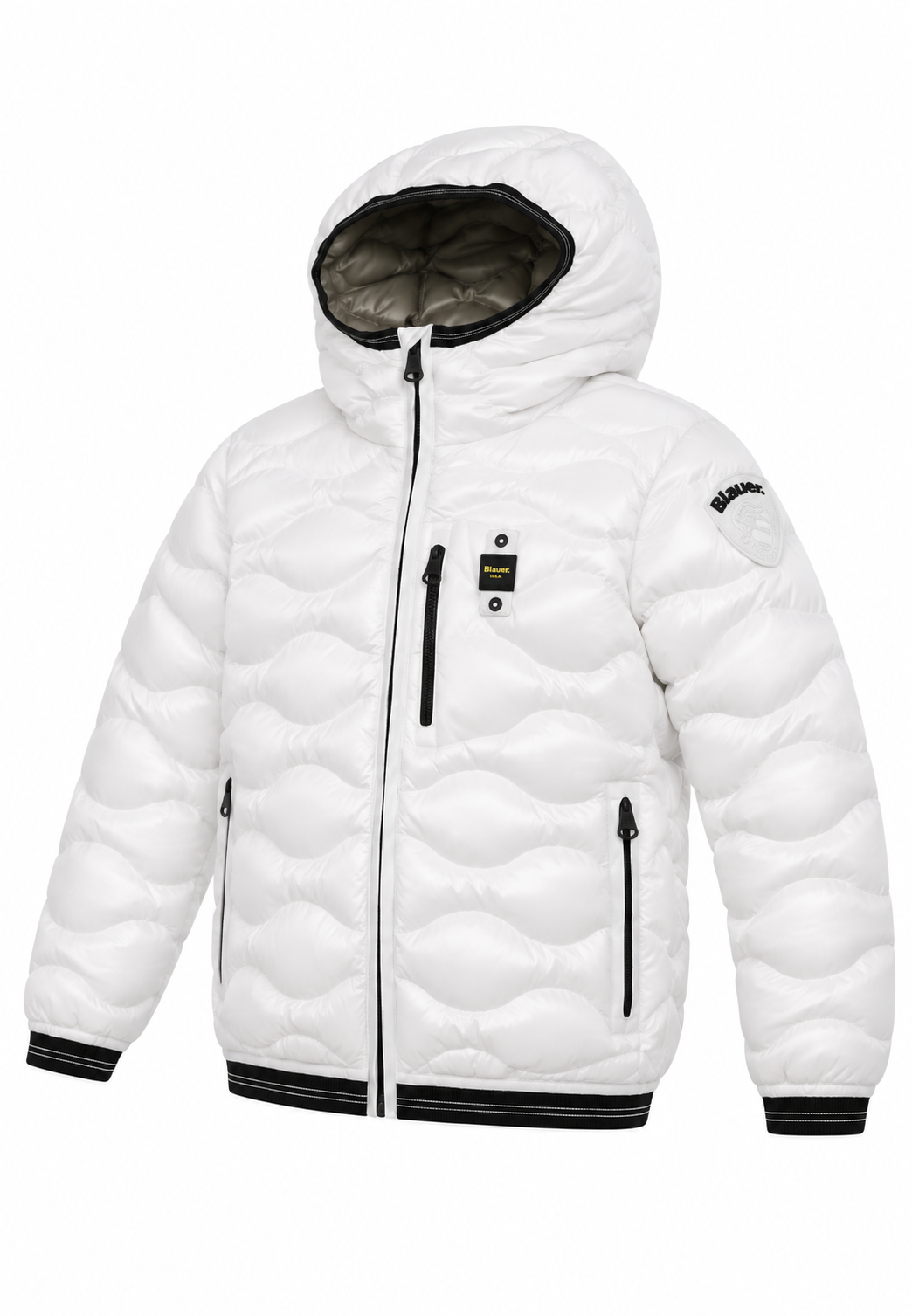 Blauer Piumino Bianco Trapuntato con Cappuccio Bambino