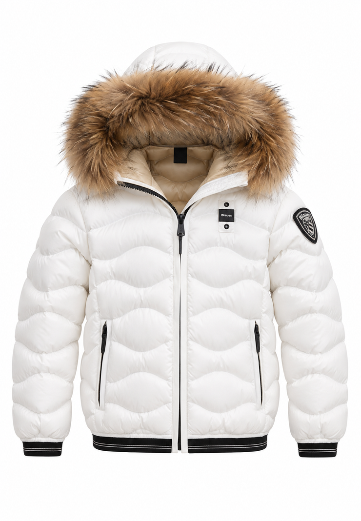 Blauer piumino bianco bambina fronte