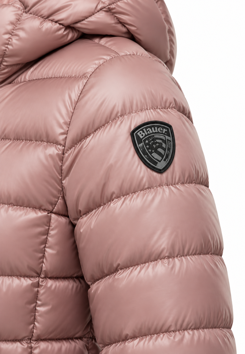 Blauer piumino rosa cipria bambina - patch sulla manica