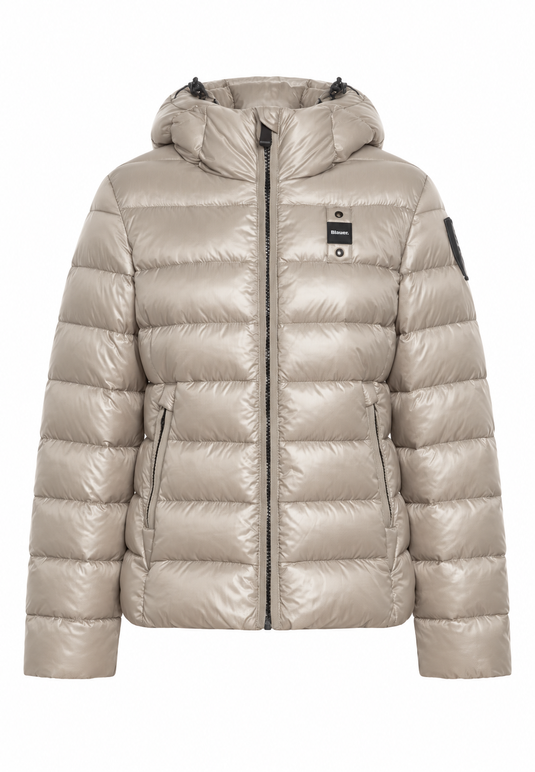 Blauer piumino beige champagne bambina fronte